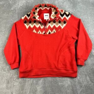 Aerie Hometown Holiday Quarter Zip Sweater Womens XS Sherpa Tribal Luxe